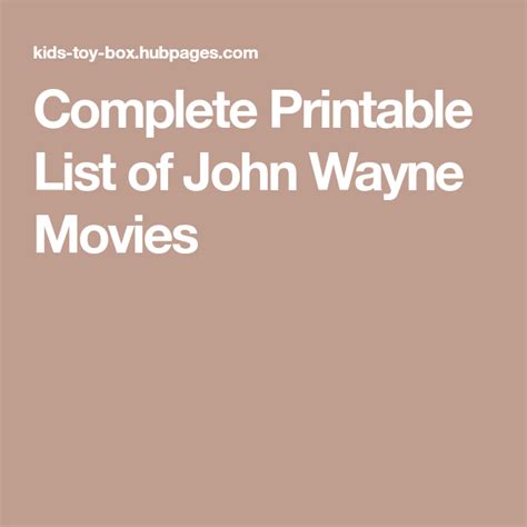 Printable List Of John Wayne Movies